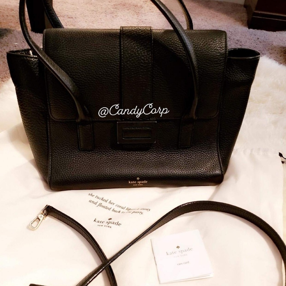 KATE SPADE Pebbled Flap Satchel (M size)
